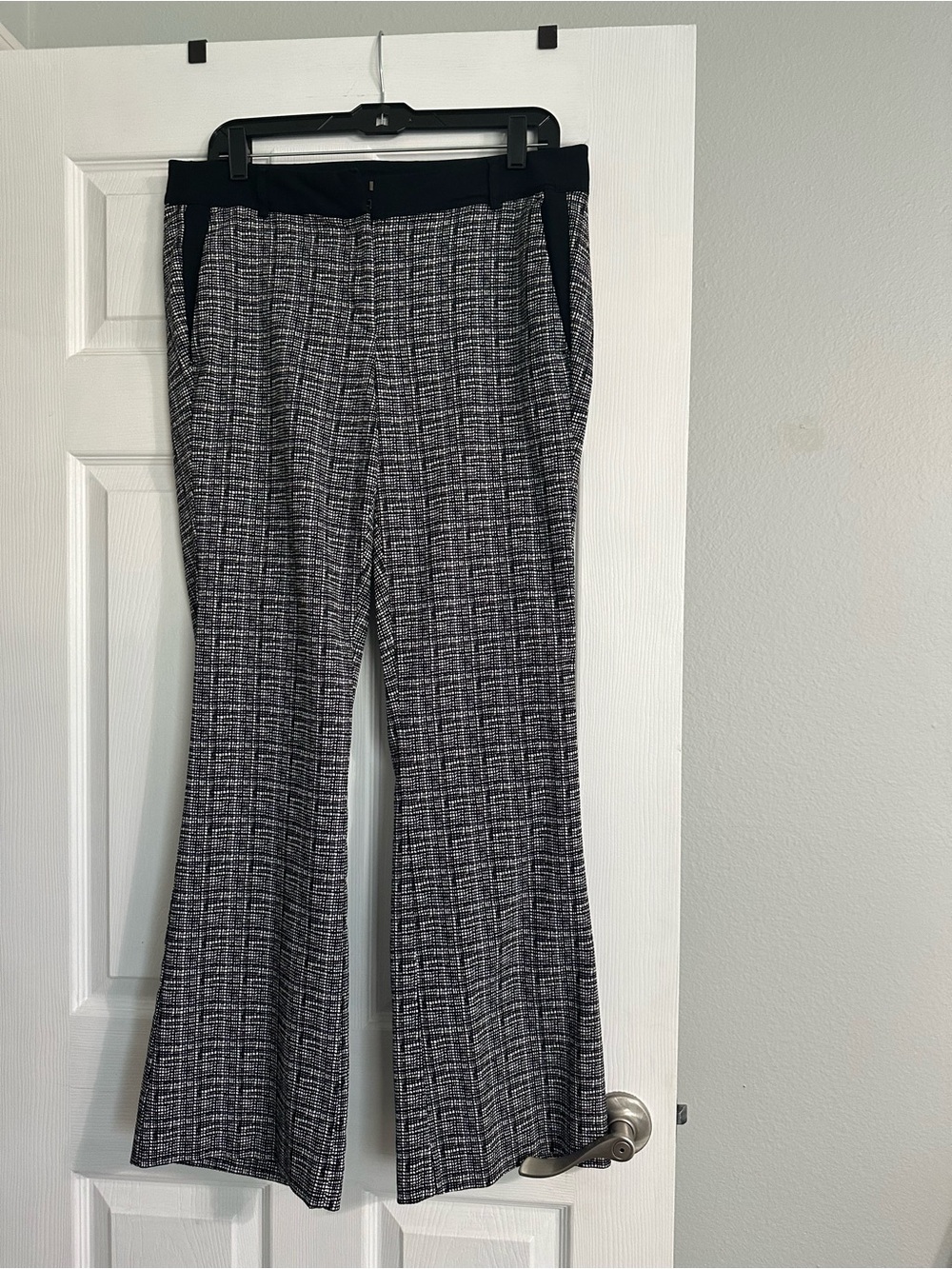Lane Bryant Black & White Plaid Boot-Cut Pants
